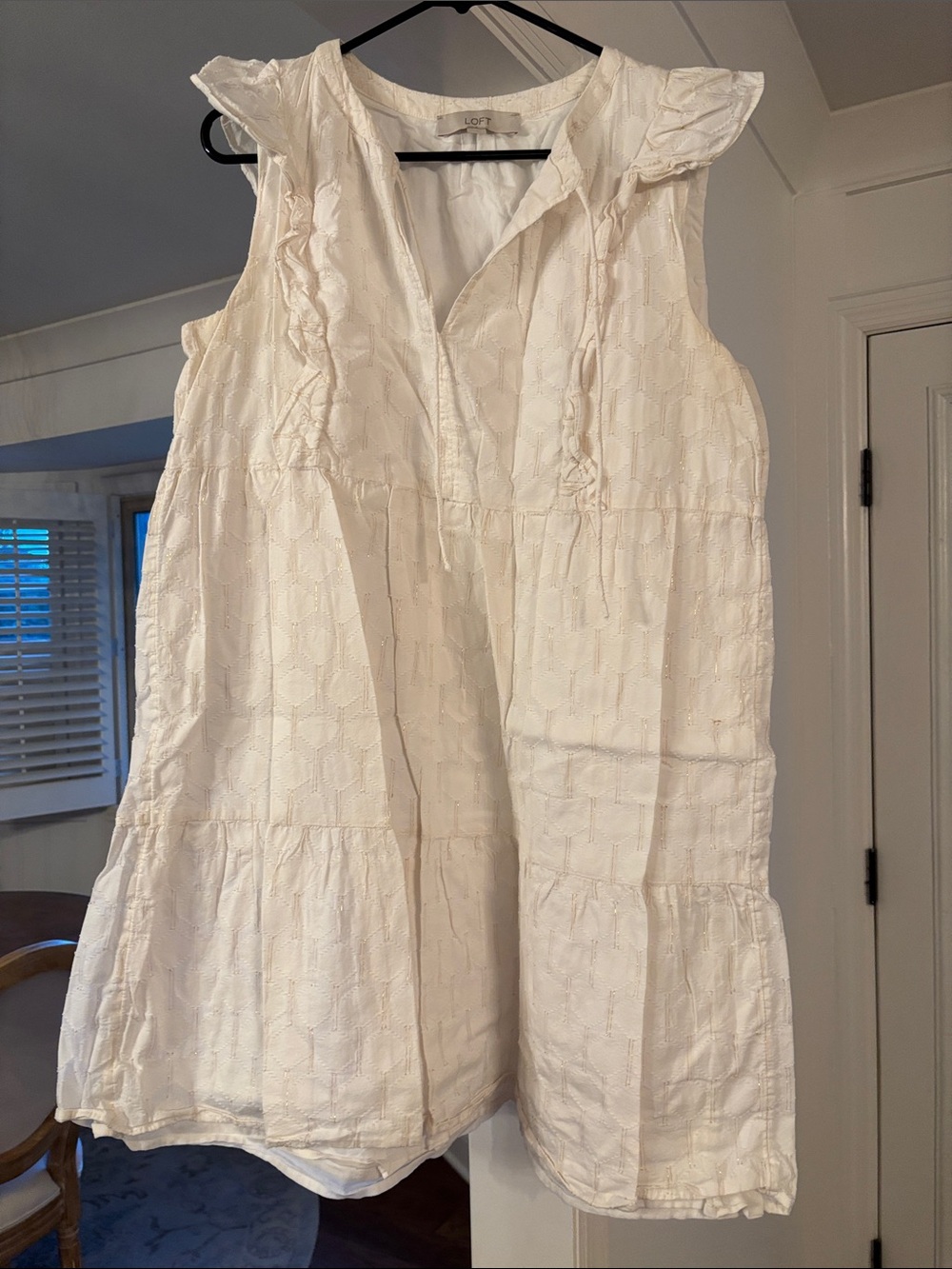 LOFT White Eyelet Tiered Sleeveless Dress